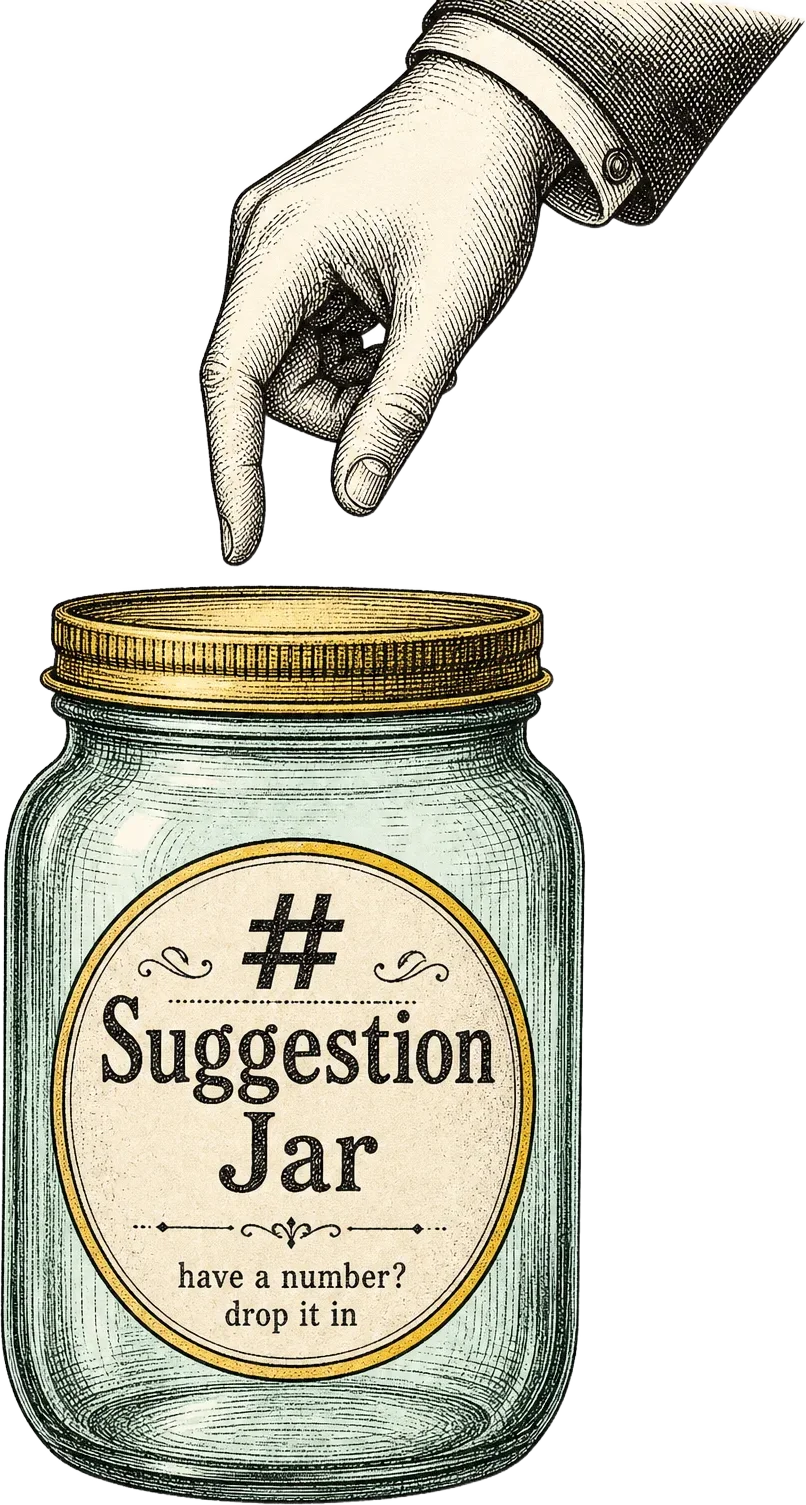 Ink illustration of a hand reaching toward a glass Suggestion Jar with a gold lid