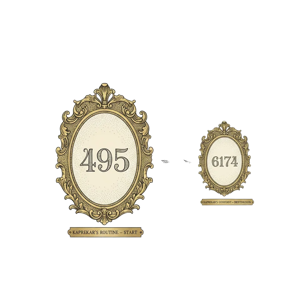495 displayed as a framed museum portrait, a small arrow pointing toward a neighbouring frame labelled 6174