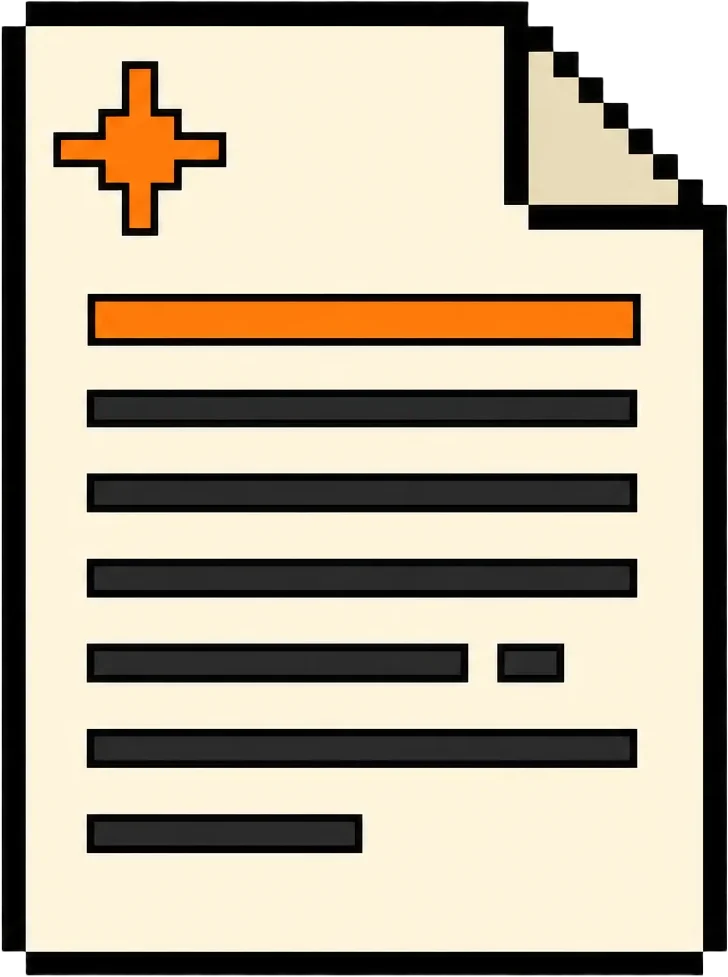 Pixel document with highlighted headline icon