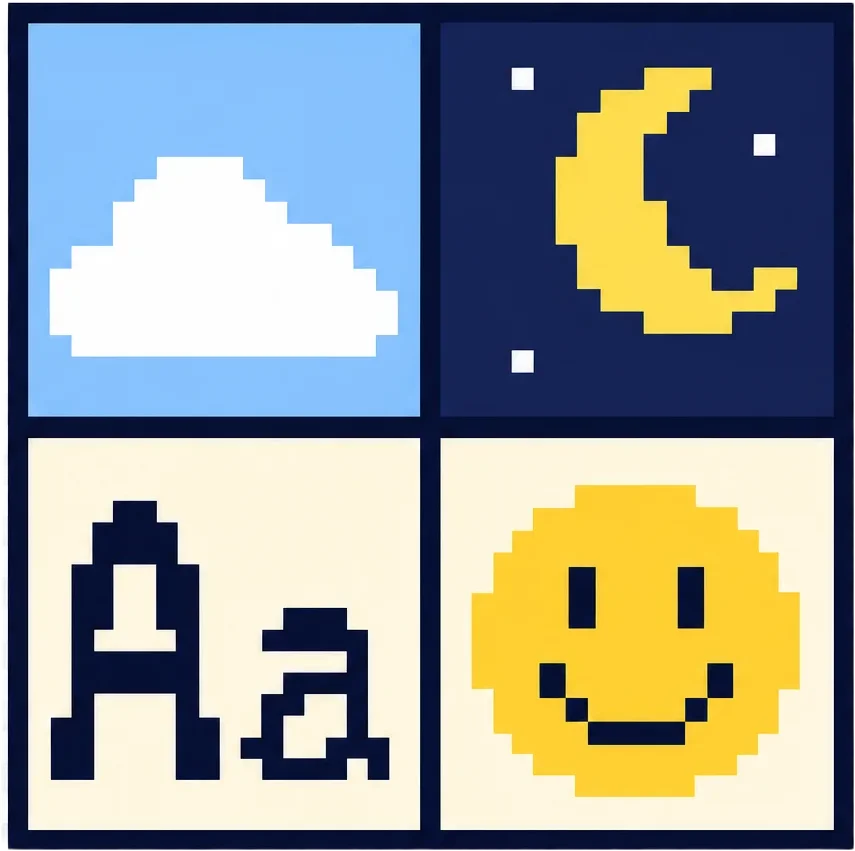 Pixel grid of style tiles icon