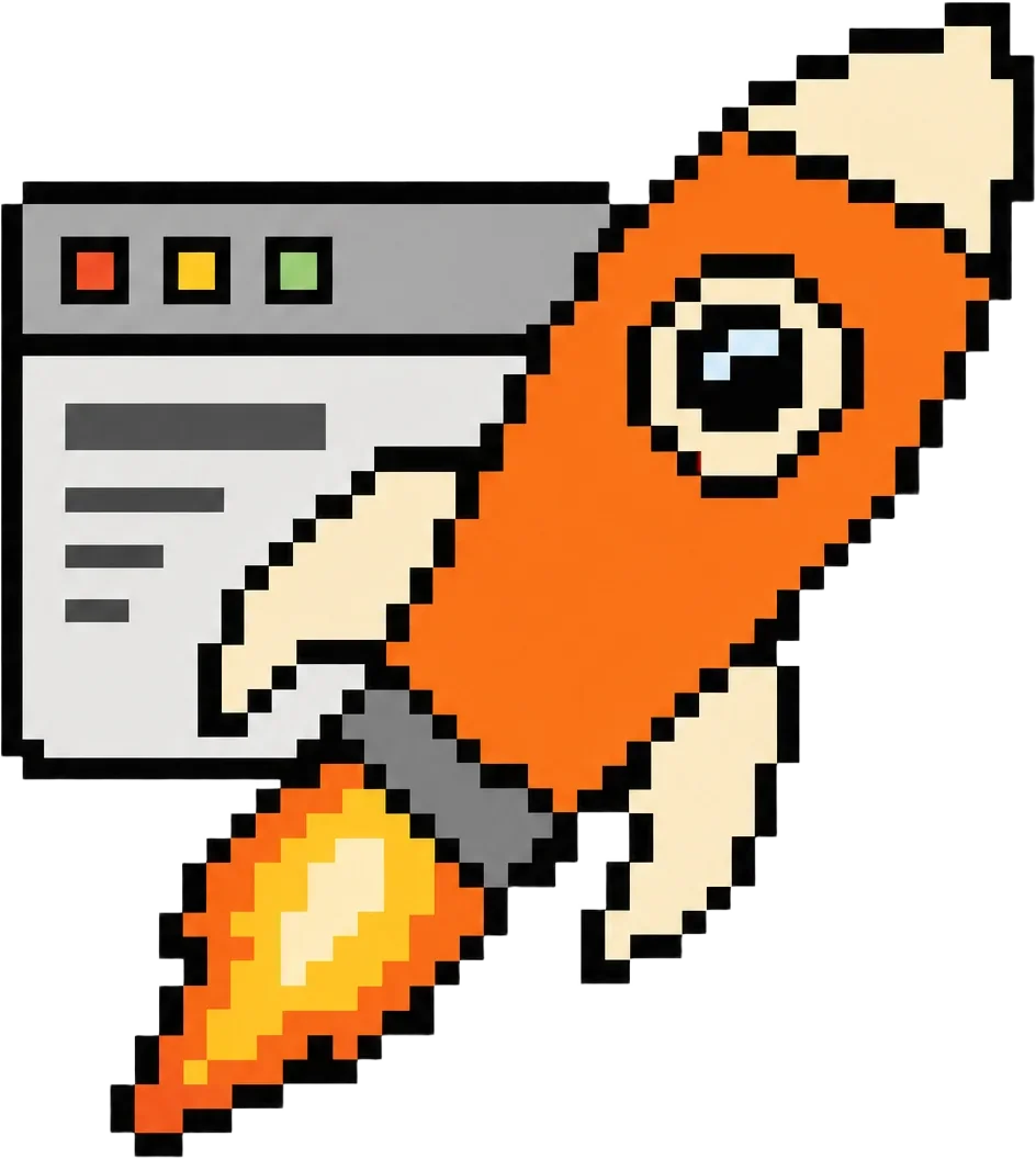 Pixel rocket and browser window icon