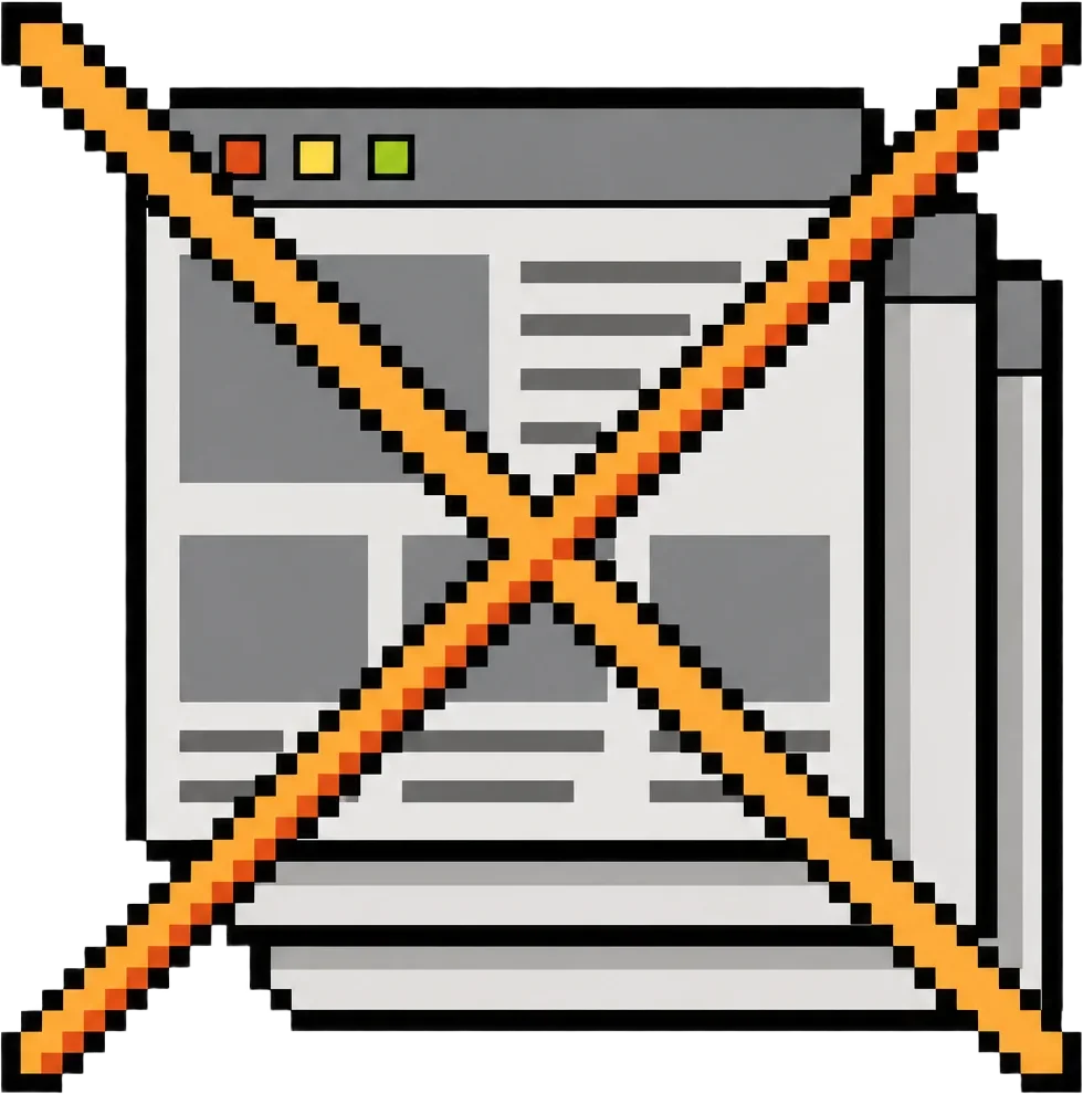 Pixel icon of templates crossed out