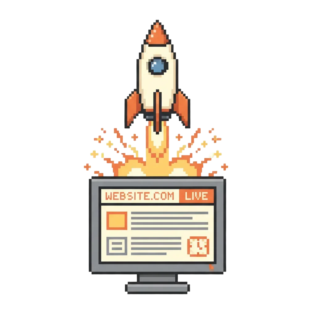 Pixel rocket launching a website live